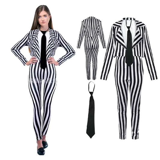 Adult Women Halloween Horror Scray Cosplay Role Play Black White