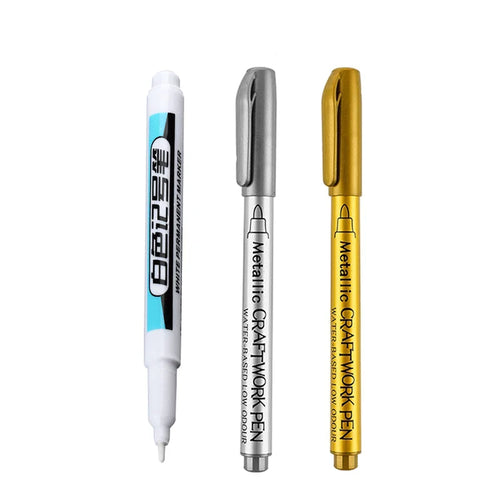 1/4Pcs White Permanent Paint Pen set for Wood Rock Plastic Leather
