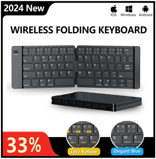 Mini Foldable Wireless Keyboard Ultra Slim Portable Bluetooth Keyboard