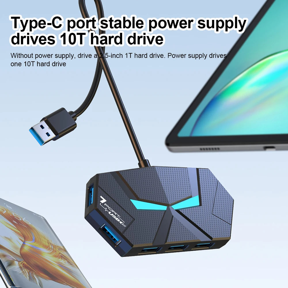 7 Ports USB 3.0 HUB Type C Docking Station 5Gbps High Speed