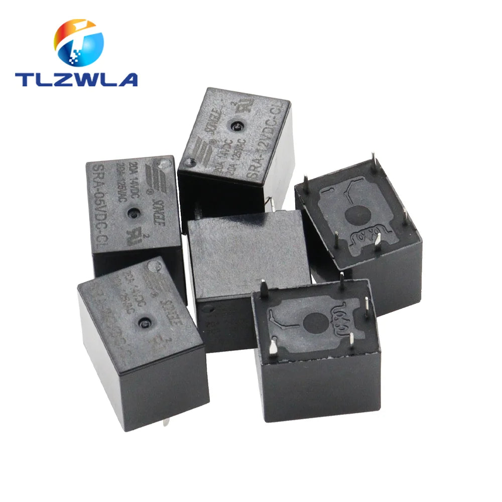 5PCS 5V 12V 24V 20A DC Power Relay SRA-05VDC-AL SRA-12VDC-CL