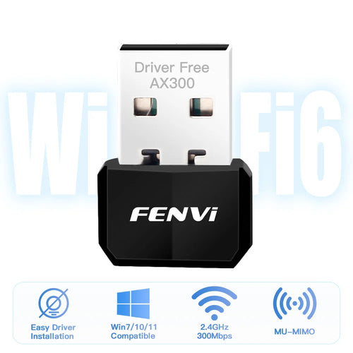 FENVI WIFI 6 USB Adapter AX300 Network Card Mini USB Dongle 2.4GHz