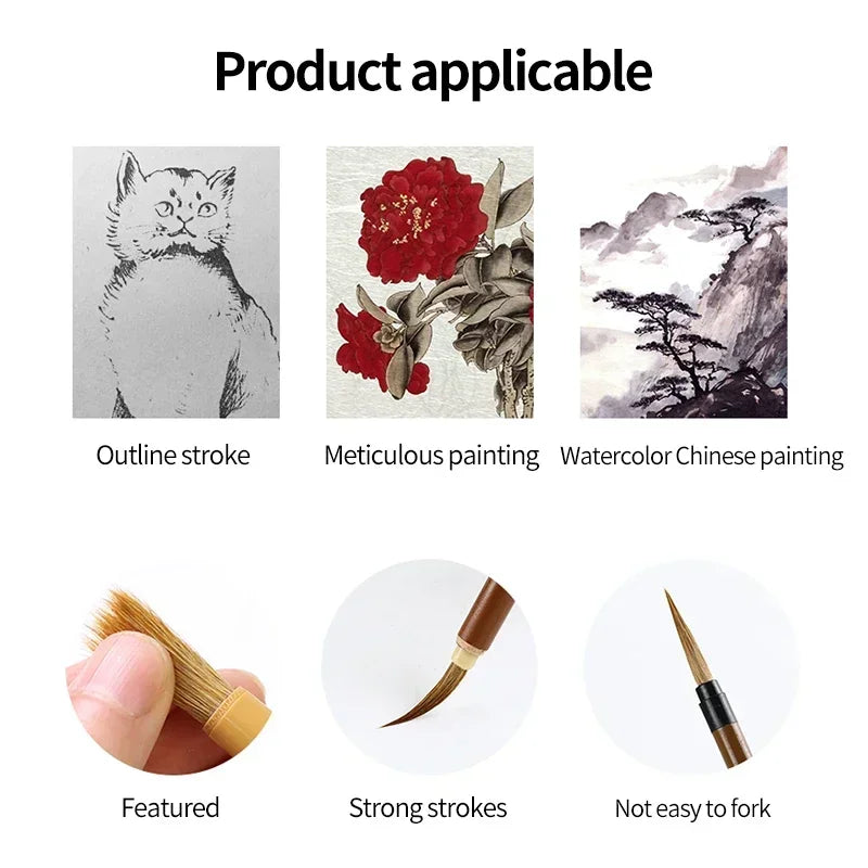 6/9/12/16Pcs Chinese Calligraphy Brushes Set with Roll-up Bamboo Brush