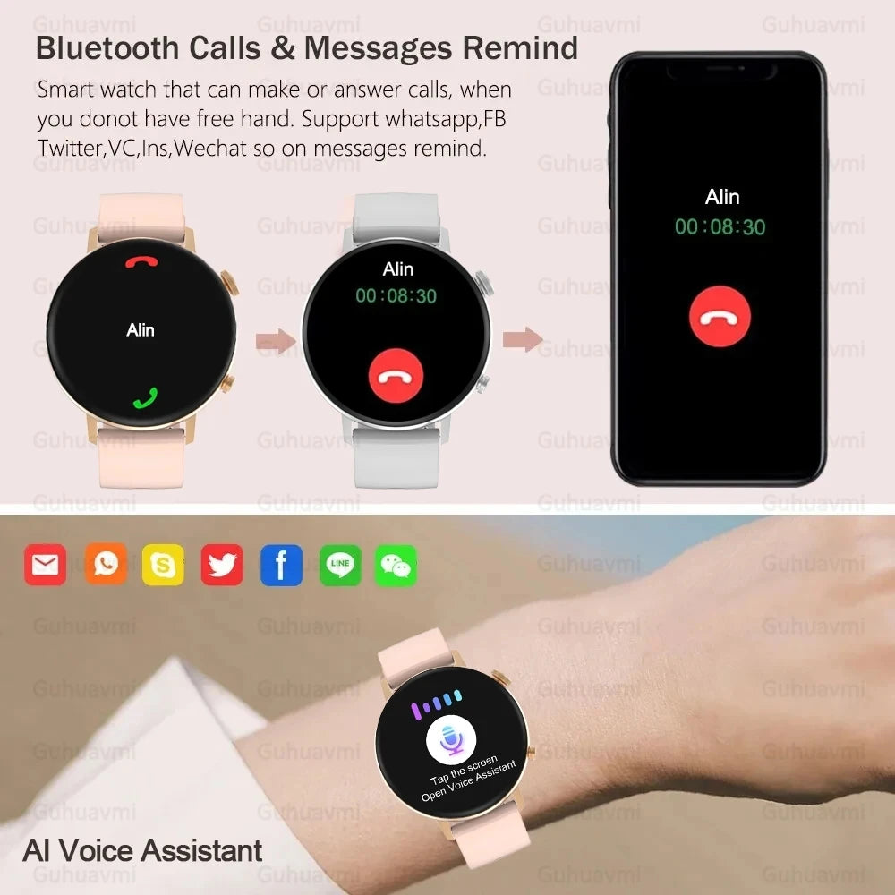 For XIAOMI HD Bluetooth Call Watch 2024 ECG Smart Watch Women AMOLED