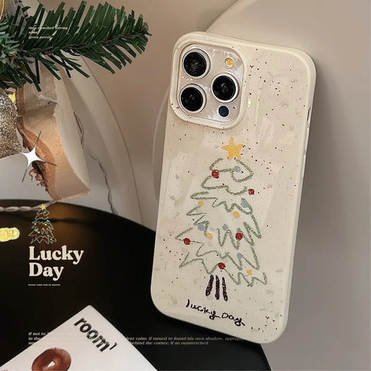 Soft Cartoon Christmas Tree Pattern Phone Case For iPhone 16 15 14 13
