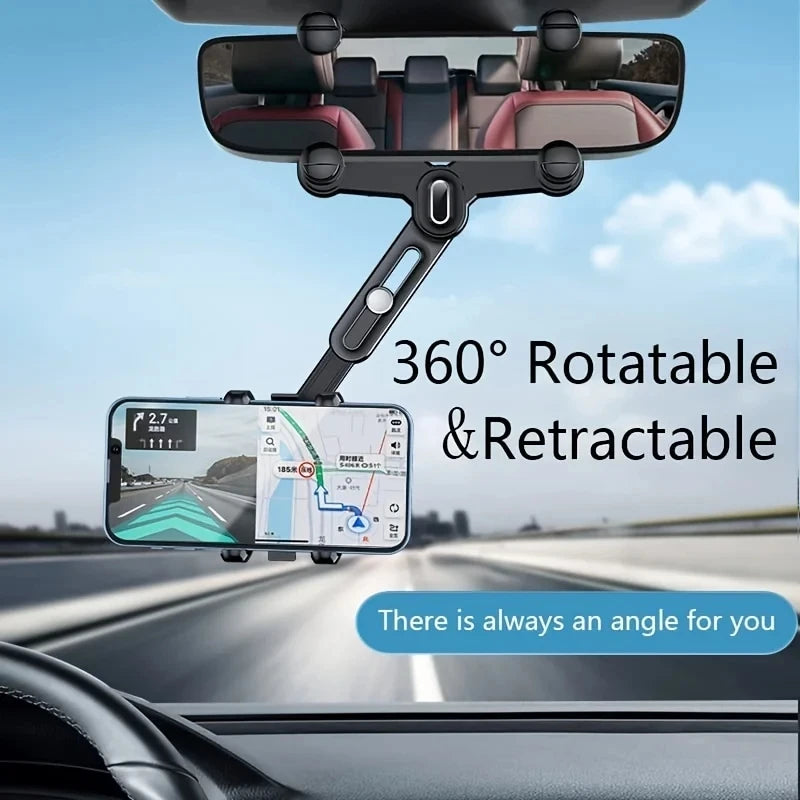 360° Car Rearview Mirror Mobile Phone Holder For Car Rotation &