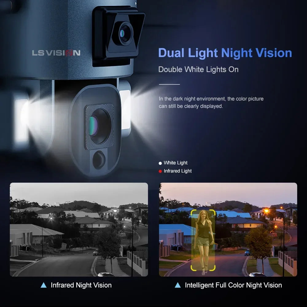 LS VISION 4K 8MP Dual Lens Solar Camera Outdoor 4G/WiFi Dual Screens