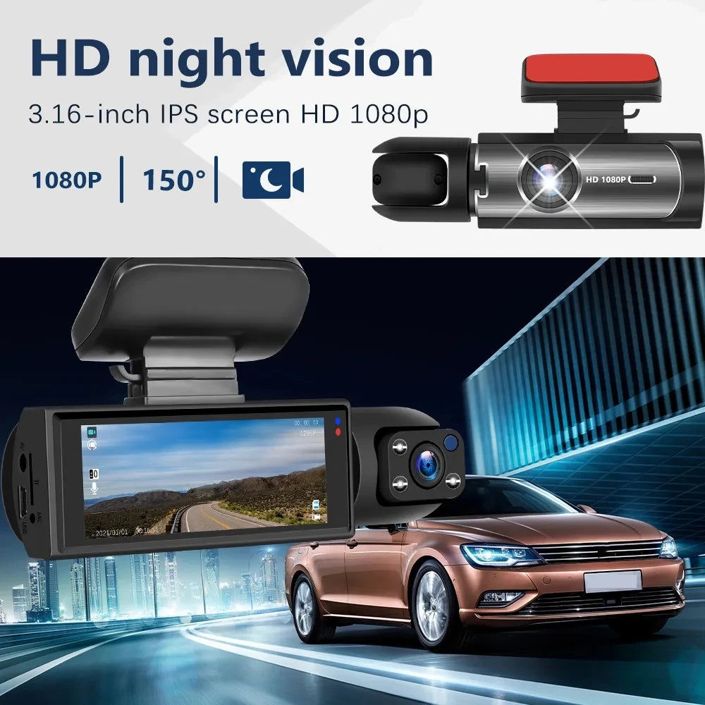 Car DVR Wide-angle 2-record High-definition Night Vision 1080P Driving