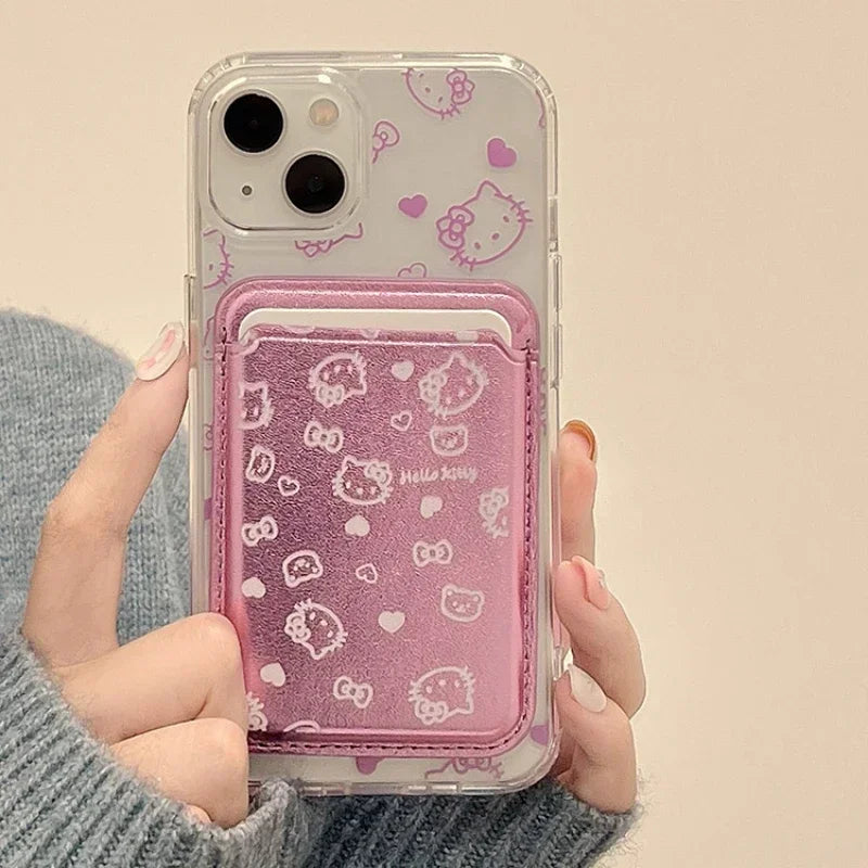 Cute Sanrio Hello Kitty Magnetic Wallet Holder Magsafe Wireless Charge