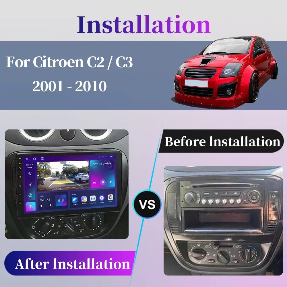 For Citroen C2 C3 2001 2002 2003 - 2010 Android Car Radio Multimedia