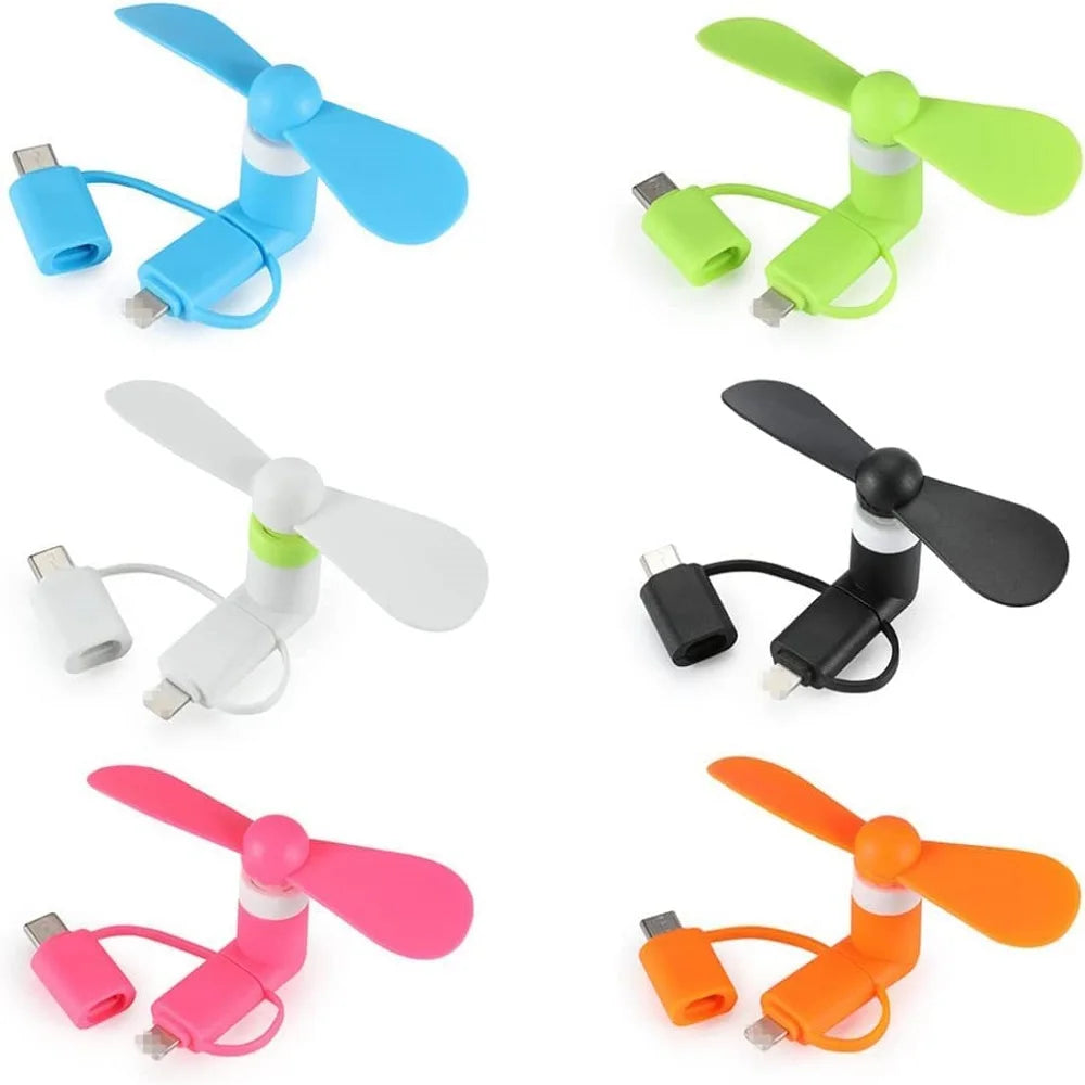 Cell Phone Fan 3-in-1 Mobile Phone Fans Compatible with