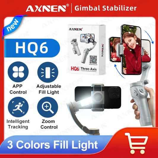 AXNEN HQ6 Gimbal for Smartphone, 3-Axis Handheld Gimbal, with Smart