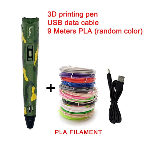 Electronic 3D Printing Pen with 9M PLA Consumables High-Temperature 3D