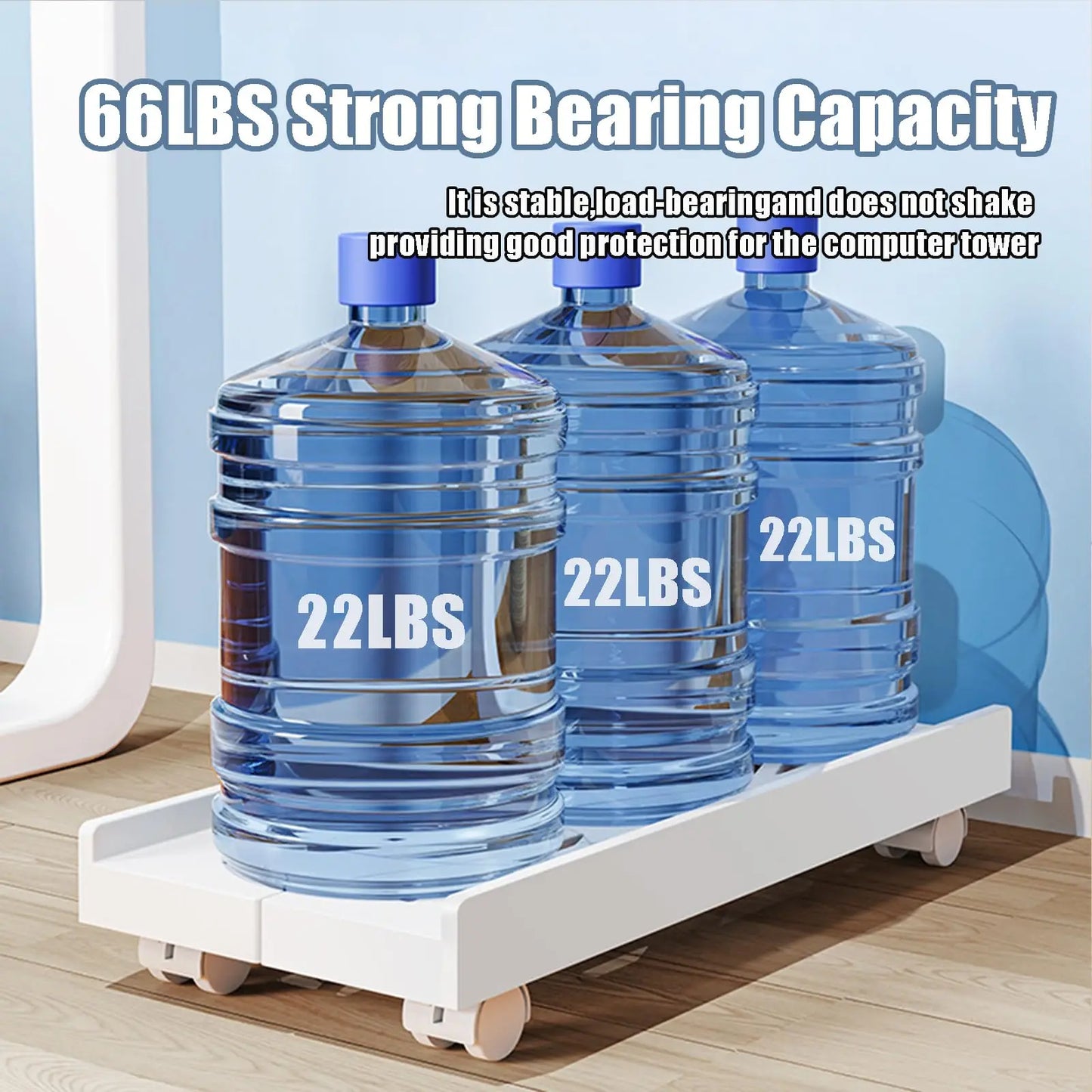 Adjustable Mobile CPU Stand, Ventilated Computer Tower Stand PC Tower