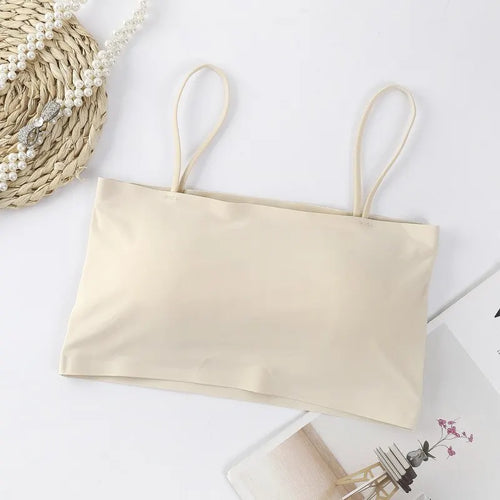 Women Crop Top Sexy Bra Seamless Tank Tops 2023 Summer Female White