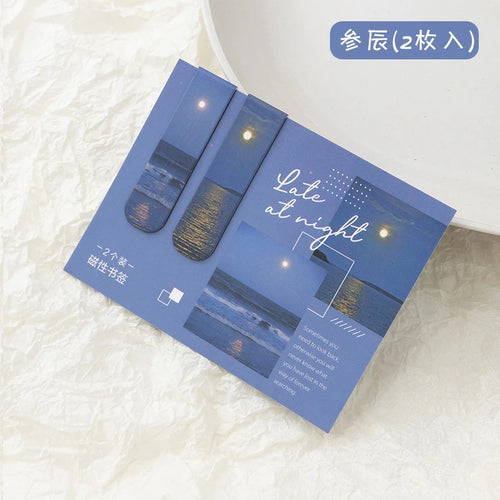JIANQI 2pcs/pack Magnetic bookmark beautiful scenery clouds simple