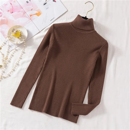 2024 Autumn Winter Women Long Sleeve Knitted Foldover Turtleneck