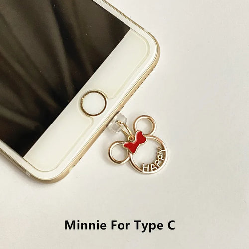 MINISO Minnie Mickey Metal Phone Anti-Dust Plug For iPhone Samsung