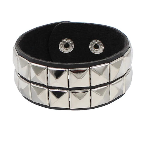 2022 PU Leather Studded Bracelet Punk Bracelet Adjustable Goth Cuff