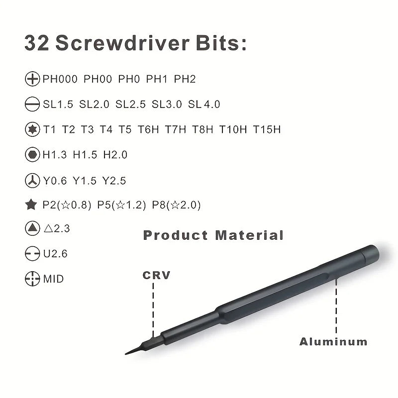 63 In 1 Screwdriver Set Precision Magnetic Screw Driver Bits Torx Hex