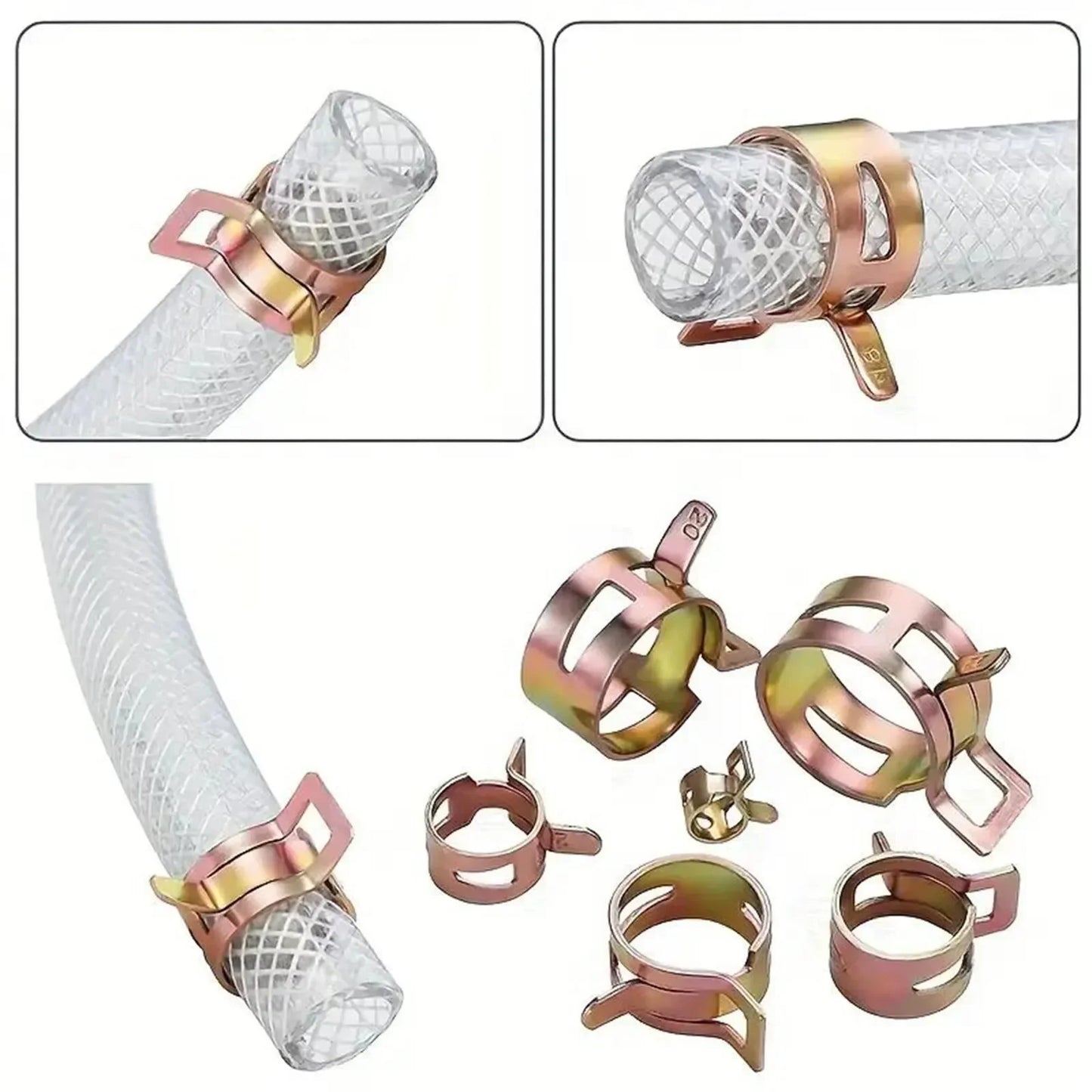 75Pcs 6-10mm Manganese Steel Spring Driven Hose Clamp Low Pressure Air