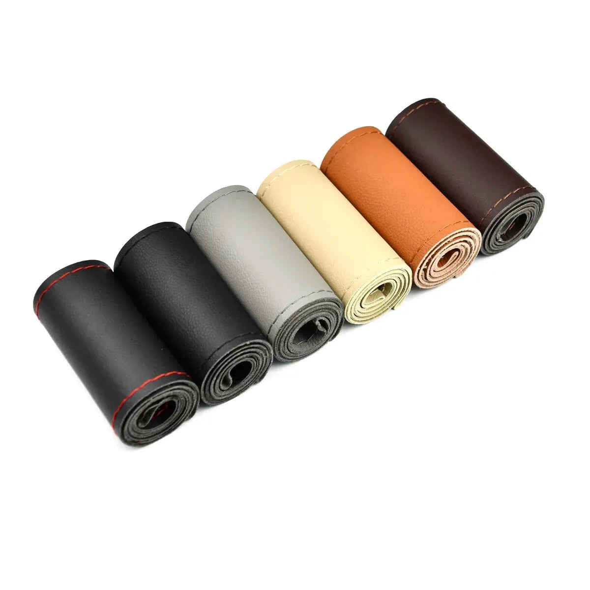 Universal Leather Car Steering Wheel Stitch On Wrap Cover Fit for 38cm