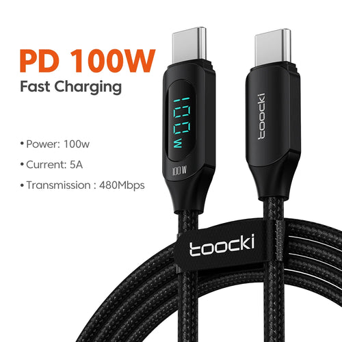 Toocki 100W Type C to Type C Cable PD Fast Charging Charger USB C to