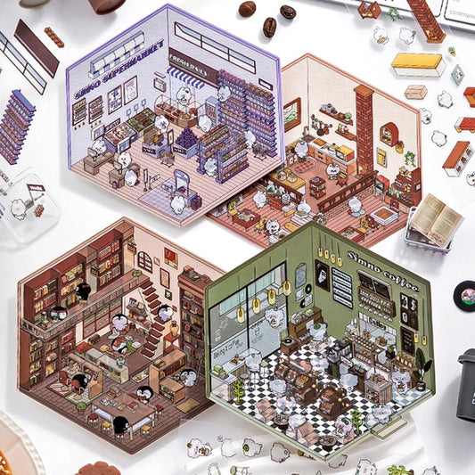 Cartoon 3D Landscaping Stickers Miniature Scene Kawaii Stickers DIY