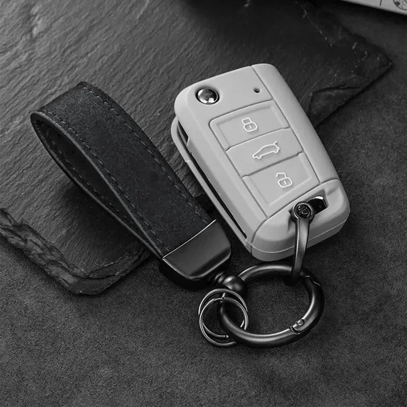 Fashion Solid Color Flip Fur Keychain Lanyard Business Gift Key Chain