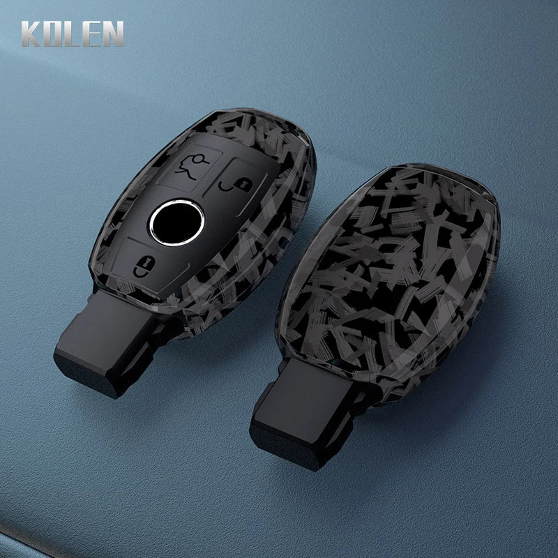 ABS Carbon Fiber Car Key Case Cover Shell For Mercedes Benz A B C E