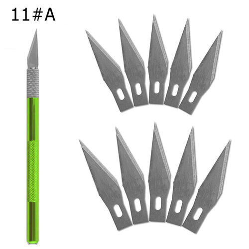 Engraving Non-Slip Metal Knife Kit + 40/10pcs #11 Blades Cutter Craft