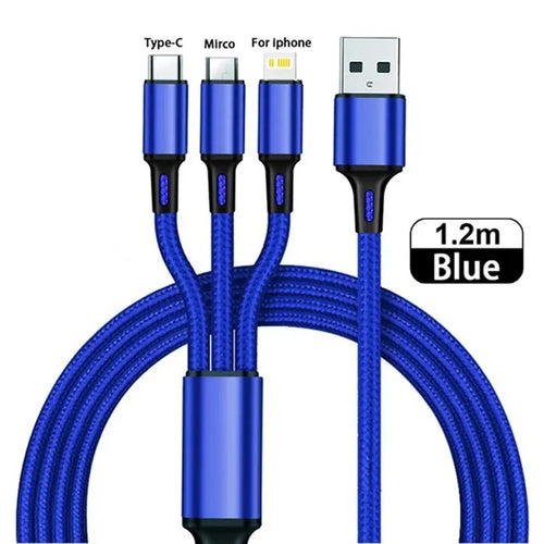 3 IN 1 USB Cable Micro USB Type C Charger Cable Multi Usb Port Fast