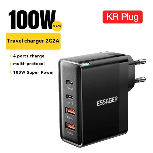 Essager 100W GaN USB Type C Caricabatterie PD QC Quick Charge 4.0 3.0