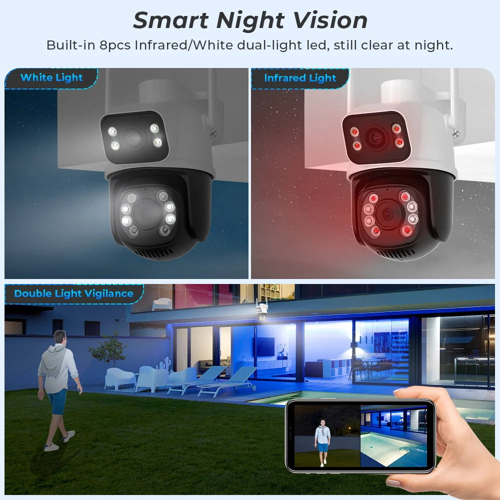 BESDER 8MP PTZ Wifi Camera Outdoor Night Vision Dual Screen Human