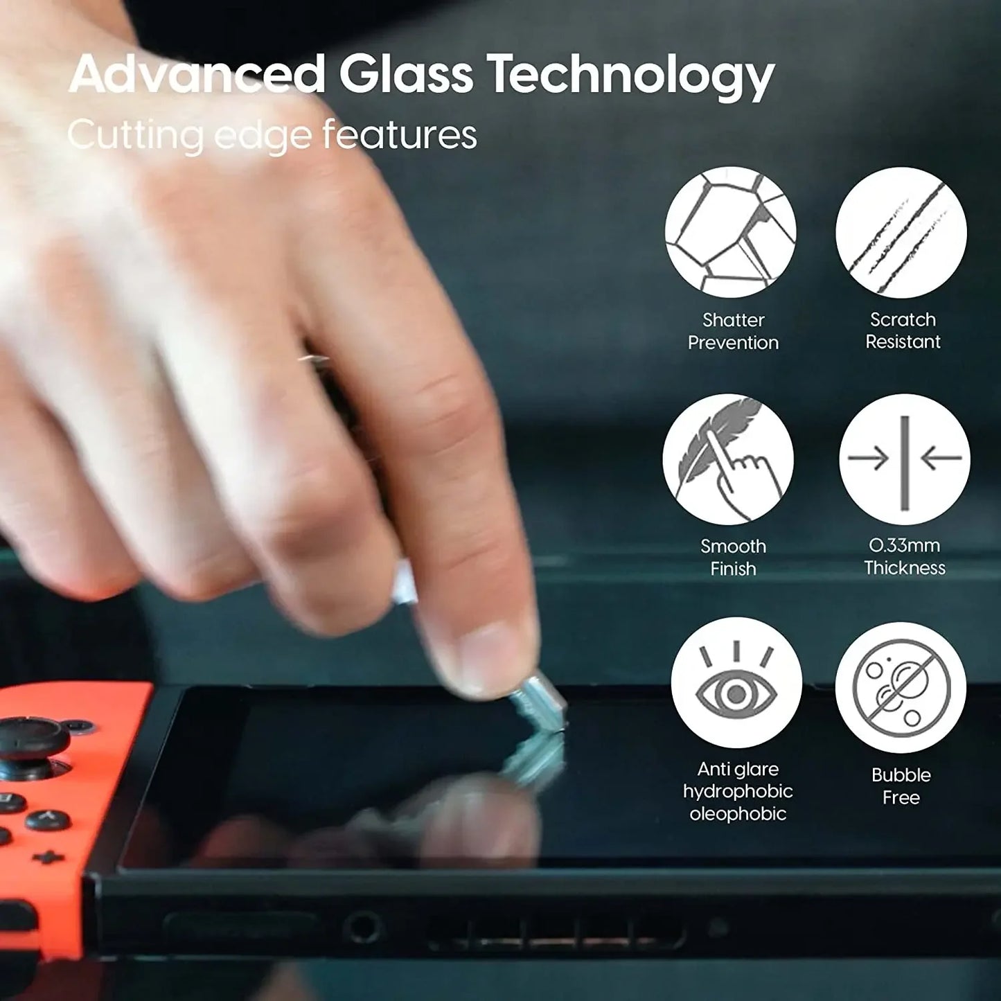 Tempered Glass Screen Protector Compatible-Nintendo Switc/ Switch