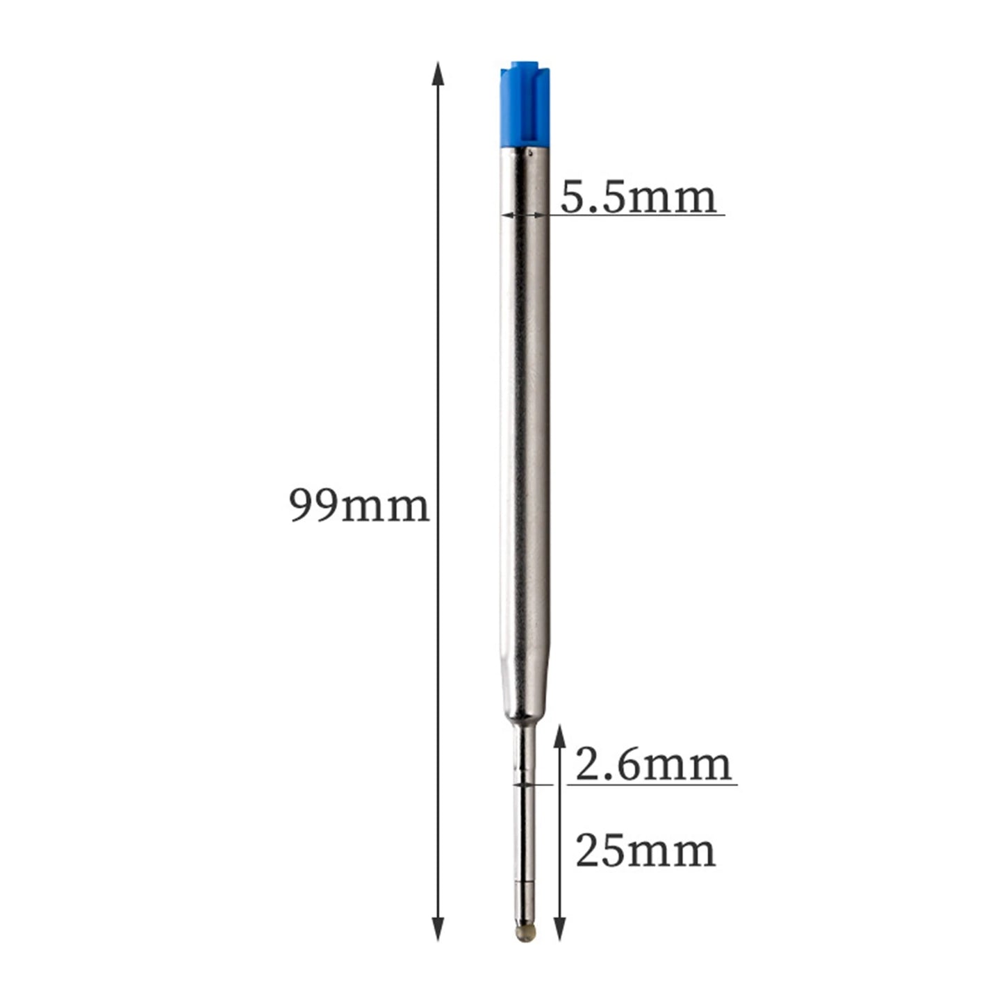 20pcs L:3.9 In Ballpoint Pen Refills for Parker Pens Medium Point blue