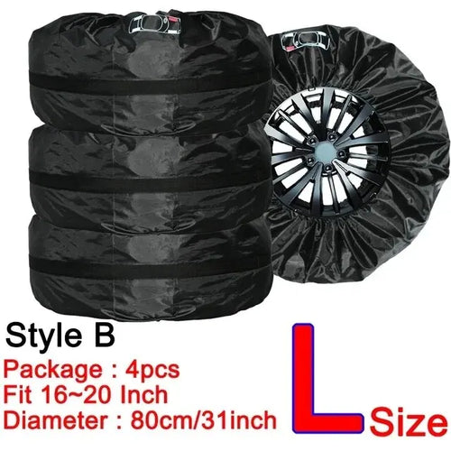 AD Universal 4Pcs Spare Tire Cover Case Polyester Car Tyre Storage