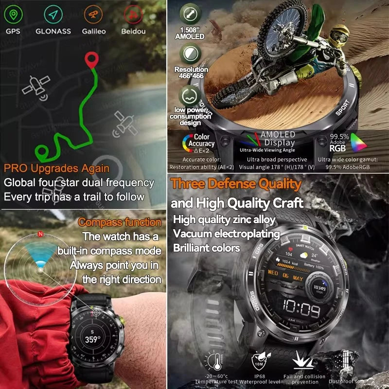 Outdoor Professional GPS Trajectory Smart Watch 1.5" HD Screen