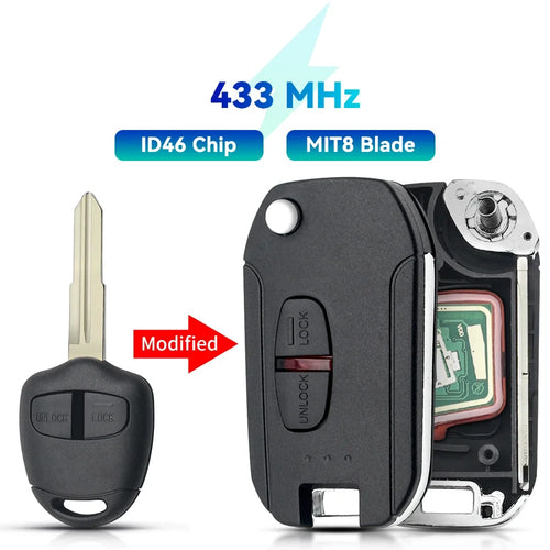 KEYYOU 2/3 Buttons Modified Flip Car Remote Key For Mitsubishi
