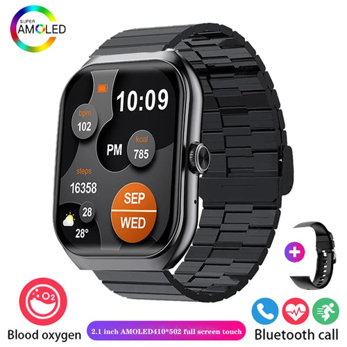 2024 New Men Smart Watch HD Bluetooth Call 2.1 Inch AMOLED Screen GPS