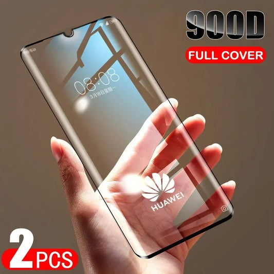 2Pcs Full Cover Protective Glass For Huawei P30 P40 P20 Lite Pro