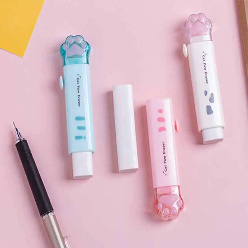 Cute Cat Claw Push-pull Eraser Pencil Eraser Designed for Easy Use,
