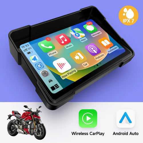 JIUYIN 5Inch Motorcycle Wireless Apple Carplay Android Auto Portable