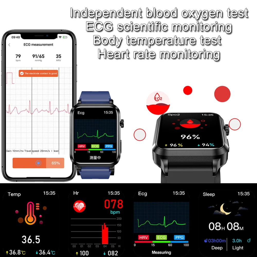 2024 New Medical Grade Smart Watch air Pump ECG True Accurately Blood