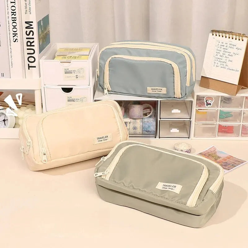 1pc Stationery Bag Pencil Case Large Capacity Pen Case Stationery Box