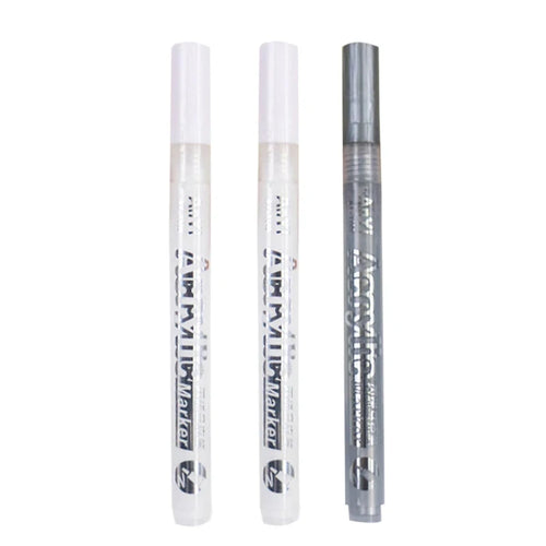 3Pcs/set Acrylic Markers Paint Pen Black/White/Gold/Silver for Rock