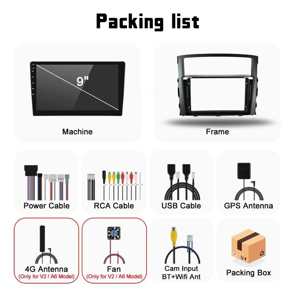 For Mitsubishi Pajero 4 2006-2014 Car Radio Android Automotive