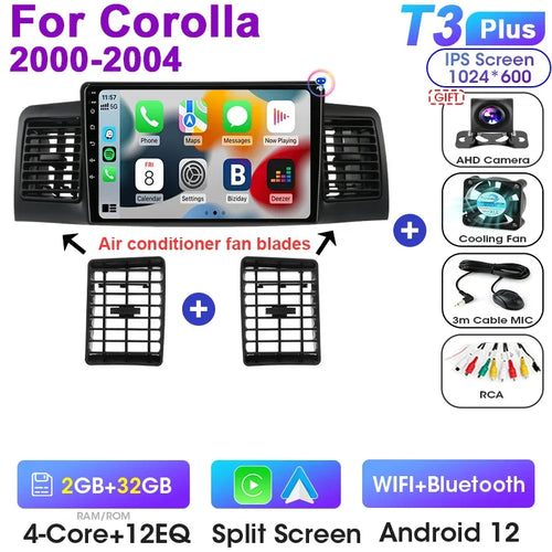 Android 12 Car Radio Qualcomm SM6125 For Toyota Corolla E120 2000 -