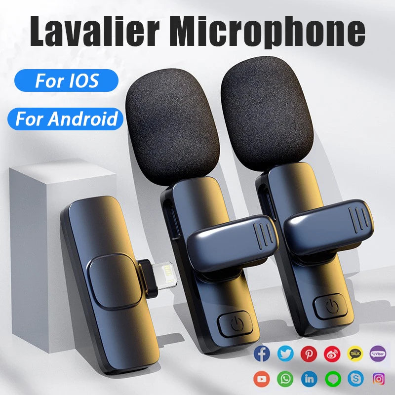 Wireless Lavalier Microphone Mini Audio Video Recording For iPhone 14