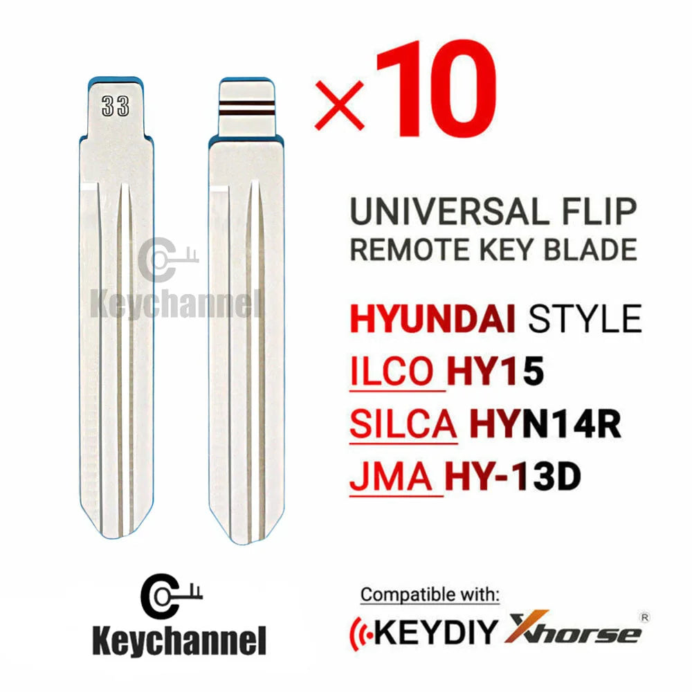 10PCS 33# KD Key Blank Flip Remote Key Blade Hyundai Type HY15 HYN14R